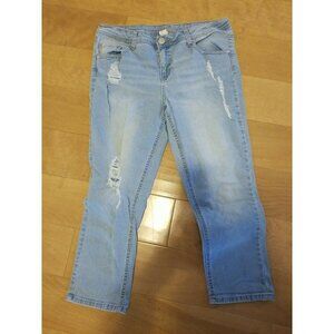Justice Capri Cropped Jeans Girls Size 14 Plus Lightwash Distressed